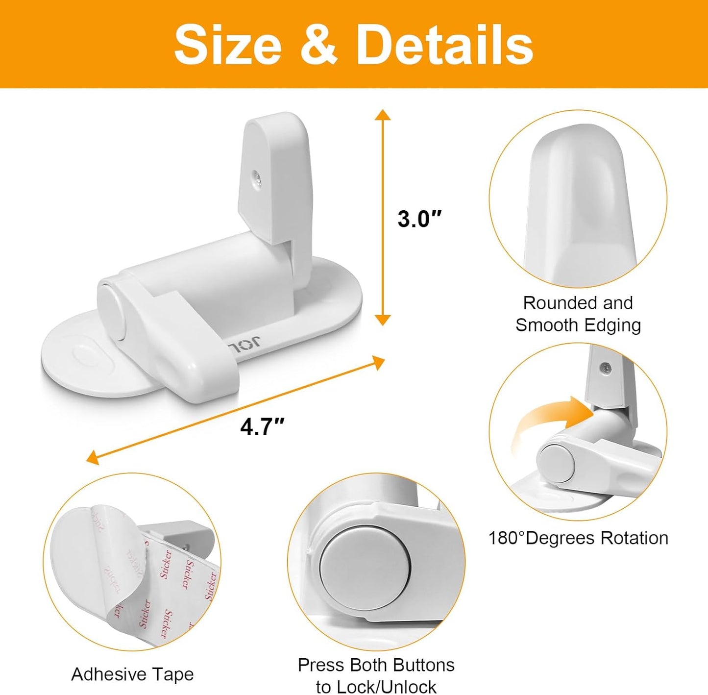 Child Safety Door Lever Lock Set (2 Pack) with Premium Bonding Adhesive