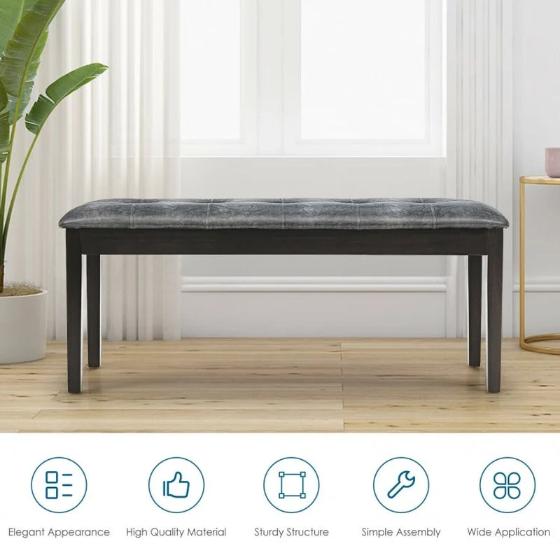 Upholstered PU Leather Dining Room Bench in Traditional Style