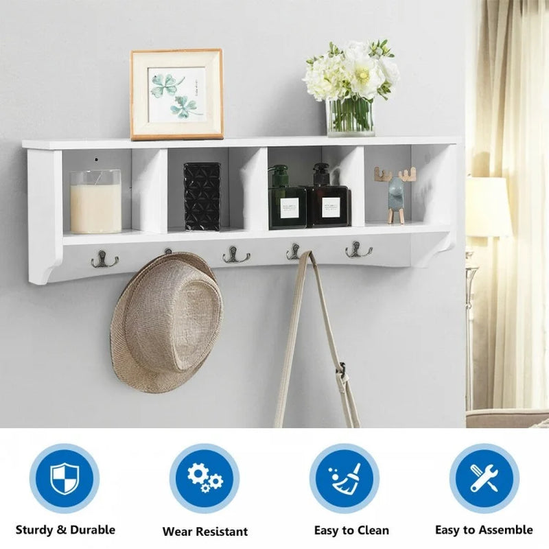 Wall-Mounted Entryway Shelf and Coat Rack Storage Solution