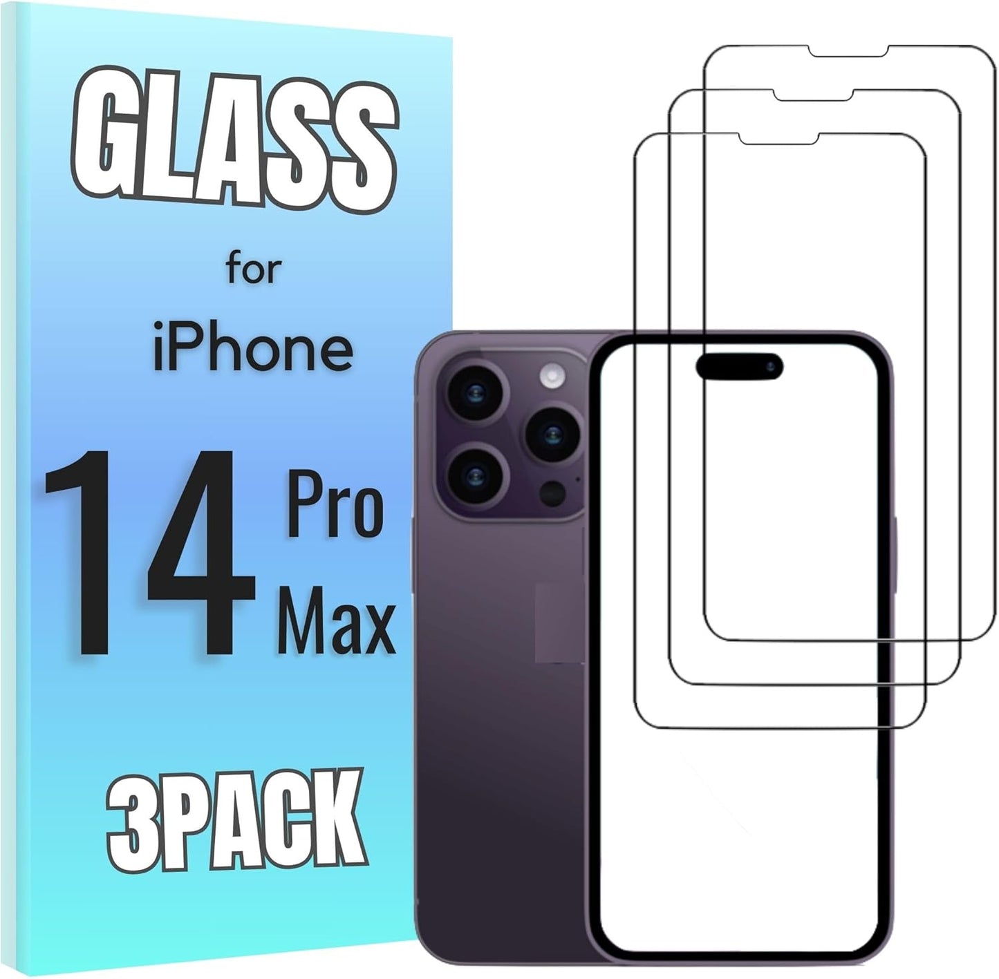 3-Pack Tempered Glass Screen Protector for iPhone 15 Pro - High Transparency, 9H Hardness, Ultra Tactile Protection for 6.1" Display