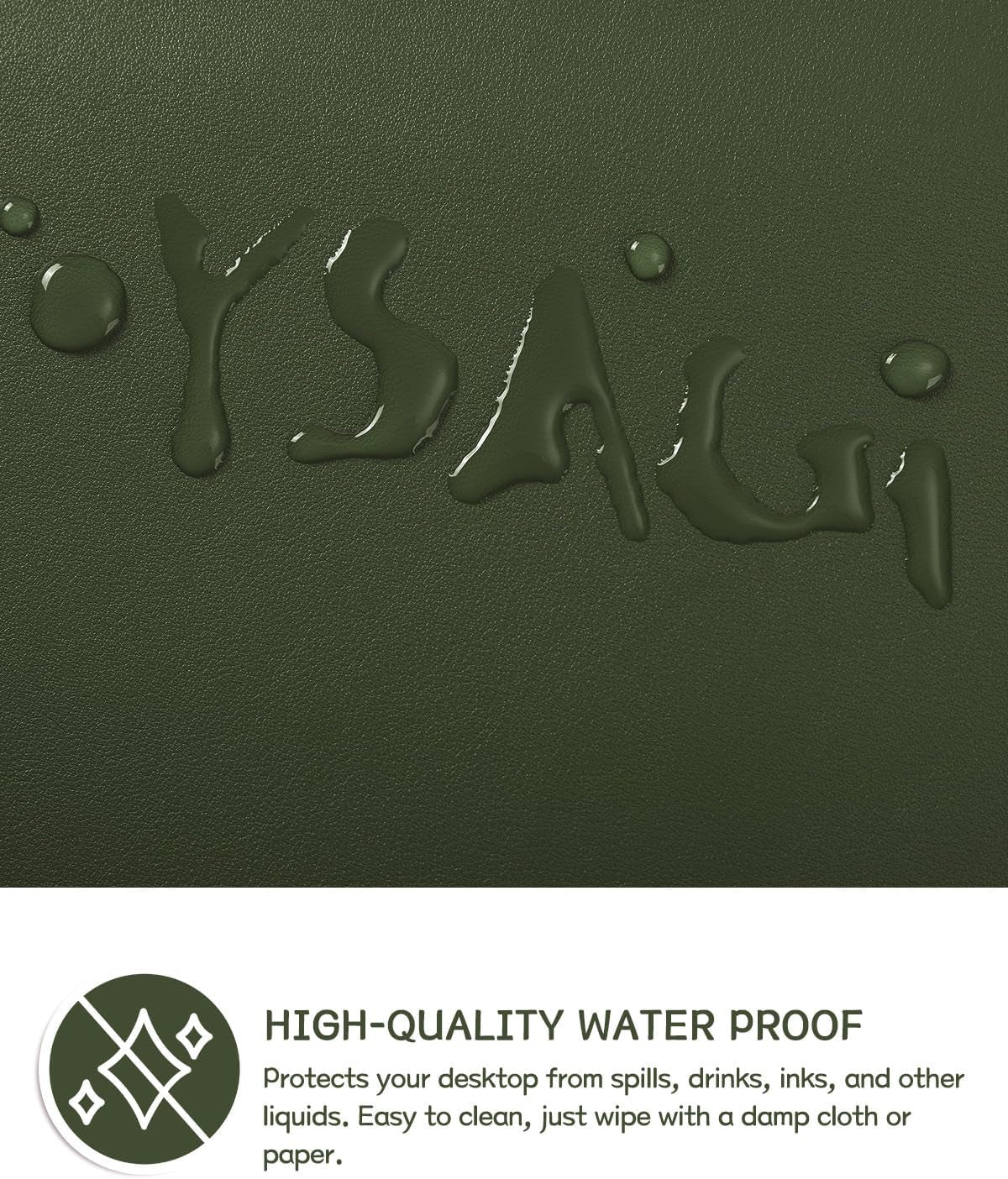 Non-Slip Waterproof PVC Leather Desk Pad, Ultra-Thin Large Mouse Pad, Easy-Clean Writing Mat (Olive Green, 31.5" x 15.7")