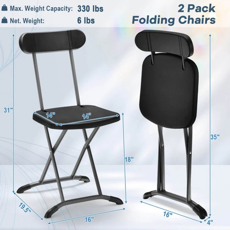 Outdoor Folding Chair Set - 2 Pieces with Durable Frame and Ergonomic Backrest