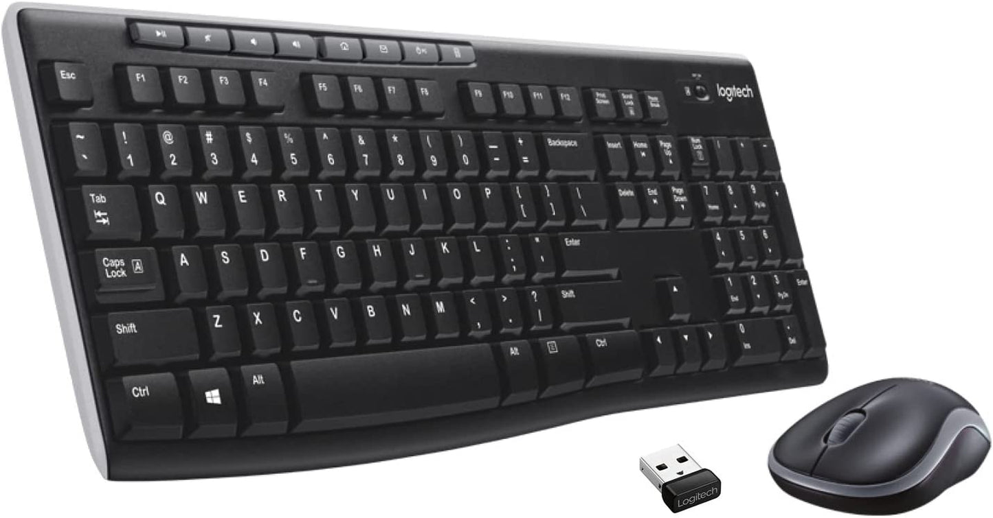 Wireless Keyboard and Mouse Combo for Windows - 2.4 GHz Connectivity, Compact Design, 8 Multimedia and Shortcut Keys, 2-Year Battery Life