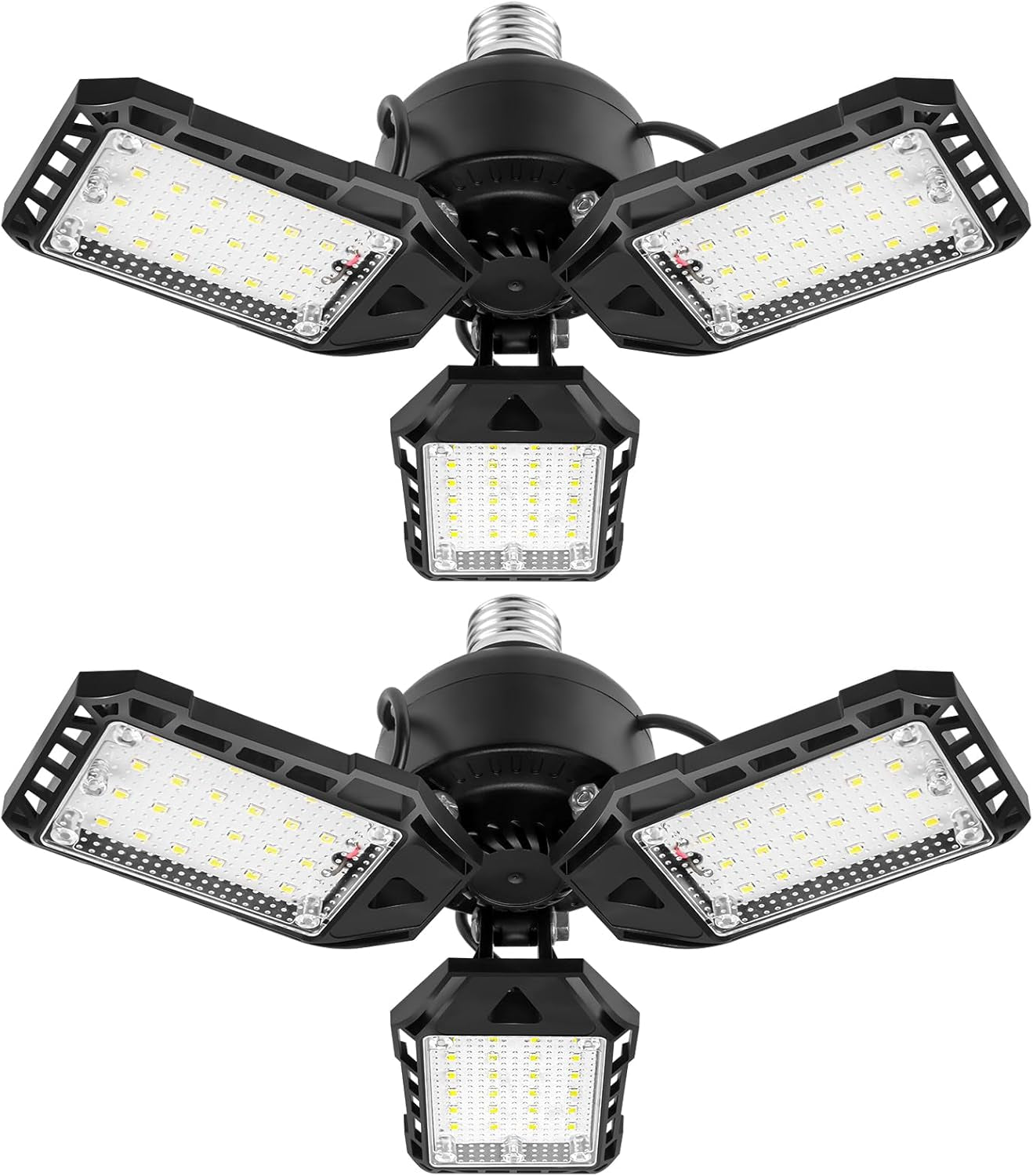LED Garage Light Bulb 2-Pack - 180W, 18000LM, 6500K with 6+1 Deformable Panels for Garage, Warehouse, Shop, and Basement Use, E26/E27 Compatible