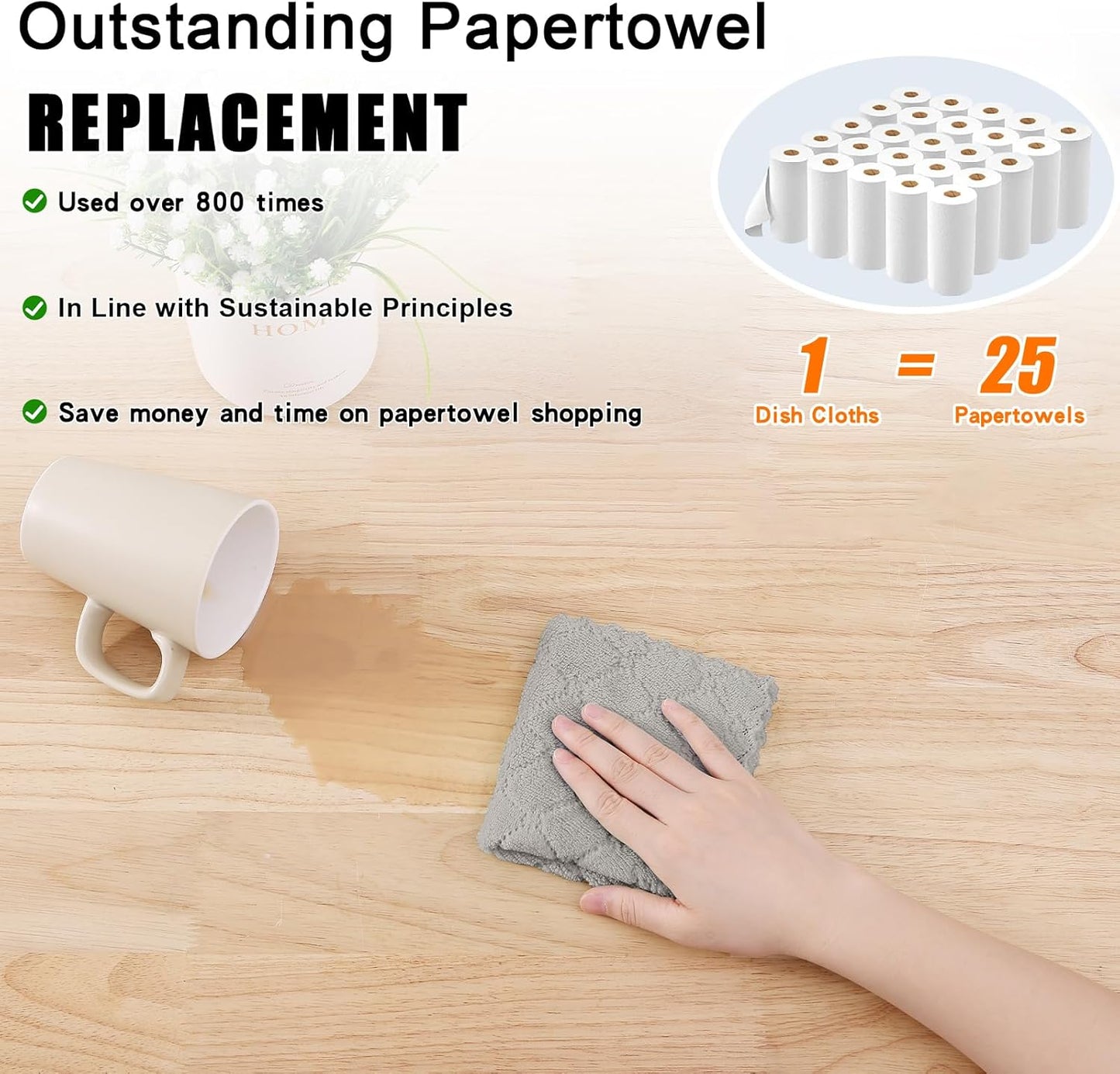 Microfiber Cleaning Cloths - 12 Pack, Ultra Soft & Absorbent Kitchen Towels, 10" x 10", Lint-Free Reusable Cloths