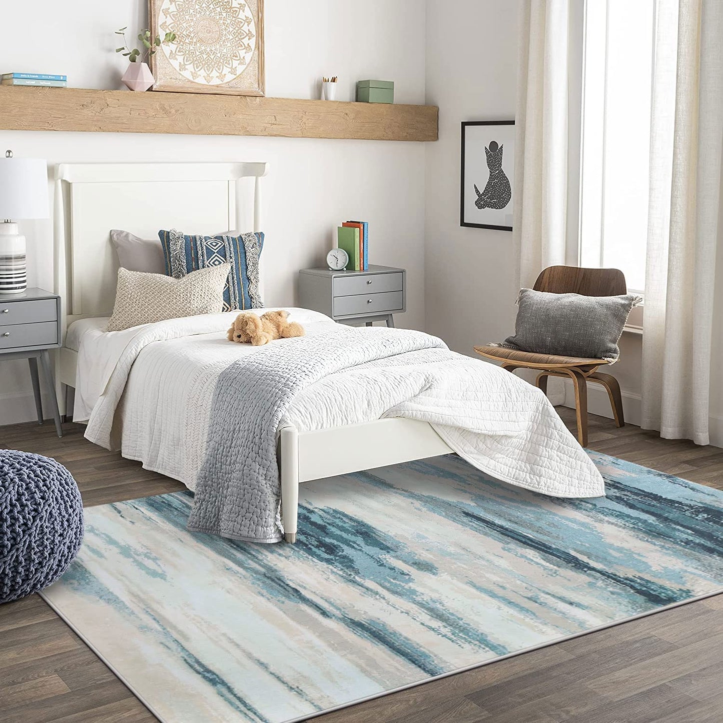 Modern Soft Abstract Area Rug for Living Room, Bedroom, Kitchen, and Dining Room - Medium Pile Carpet Floor Mat