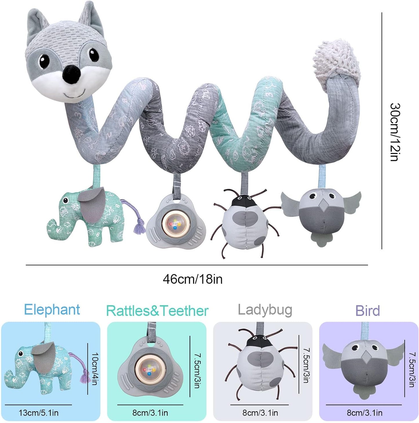 Infant Car Seat and Stroller Toys for Newborns, Suitable for 0-3 Months, Gray