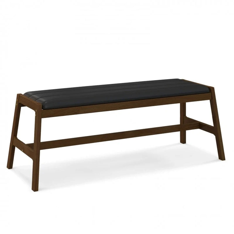 50-Inch Solid Wood Dining Bench with Upholstered Faux Leather Padded Seat