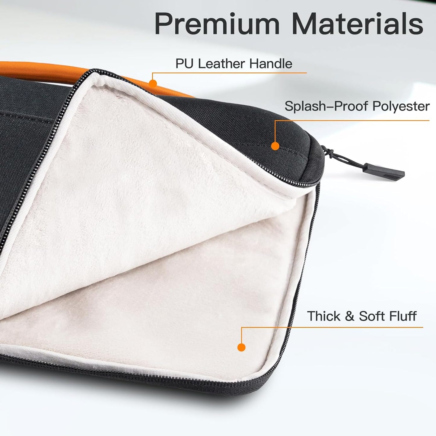 15-Inch Laptop Sleeve, Waterproof Case with Portable Handle and Pocket, Compatible with 15-Inch Notebooks (Black)