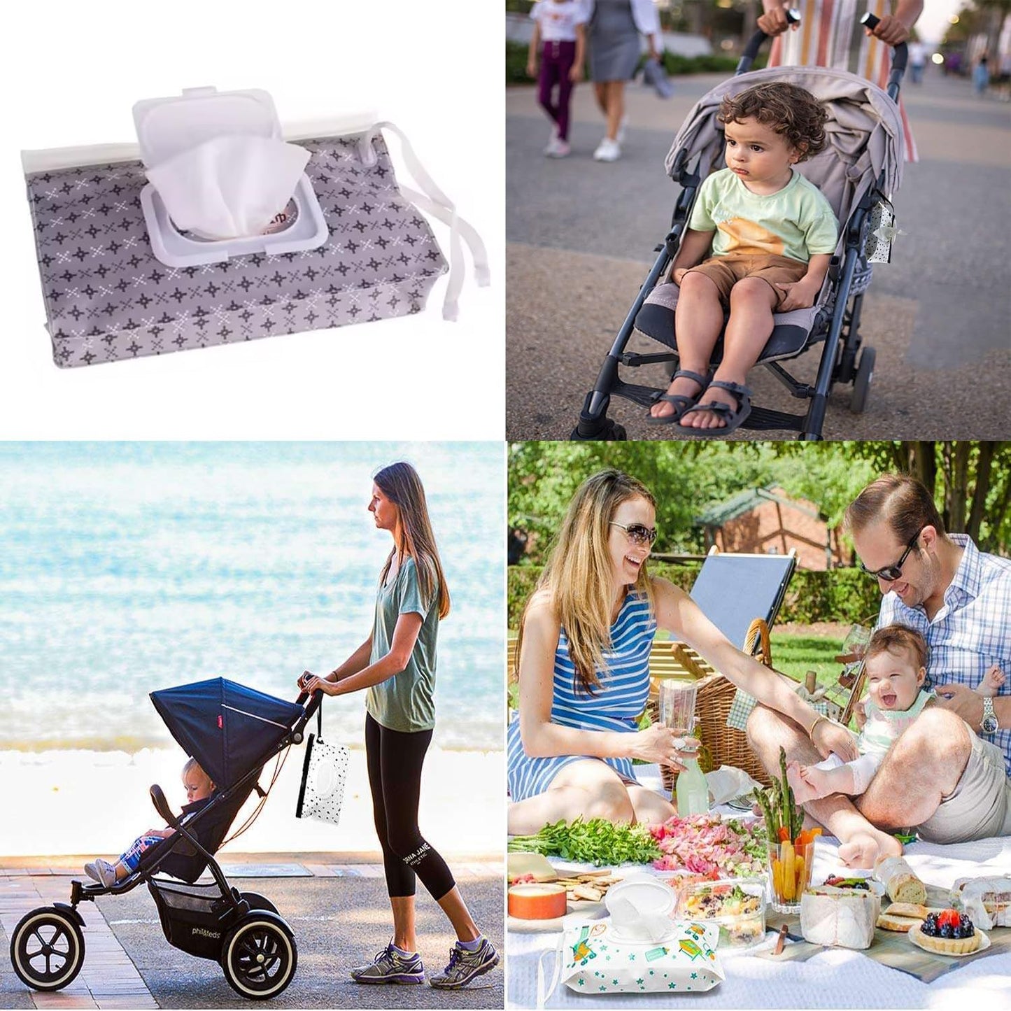 4-Pack Portable Refillable Baby Wipe Dispenser -Great for Travels, and Outdoor Activities