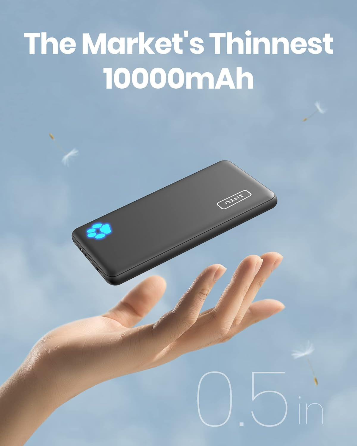 Power Bank, USB C, Slimmest 10000Mah Portable Charger, Triple 3A High-Speed Charge External Battery, Flashlight Phone Charger - Iphone 16 15 14 13 12 Samsung S22 S21 Google LG Ipad