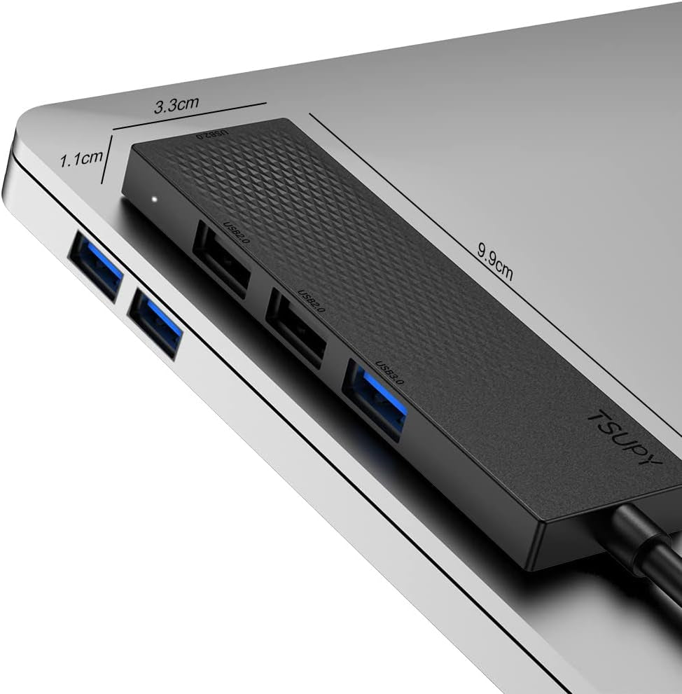 USB 3.0 Hub - Ultra Slim Portable Data Splitter with 5Gbps Speed for Desktop, Laptop, PS4, Chromebook, and More