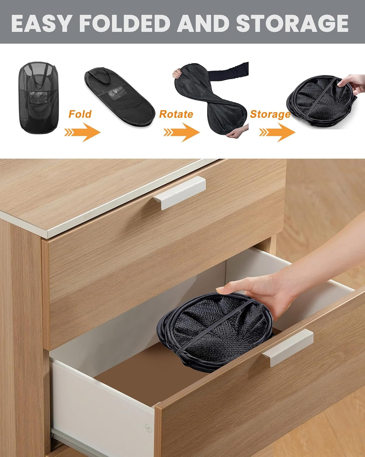 Set of 2 Portable Pop-Up Mesh Laundry Hampers with Foldable Design and Washable Features