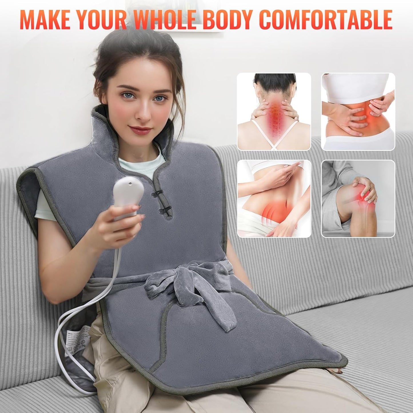 Heating Electric Pads - Back, Neck, Shoulders, Abdomen, 20"X27" Electric Heat Pad,10 Heating Levels, Auto Shut Off