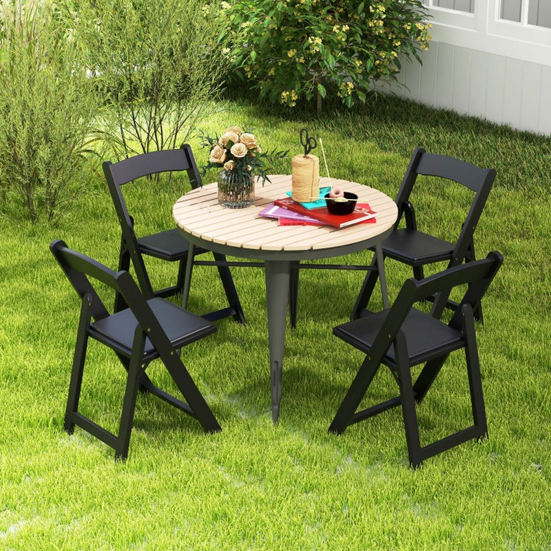 Set of 4 Foldable Dining Chairs with Rubberwood Legs and Cushioned Seats
