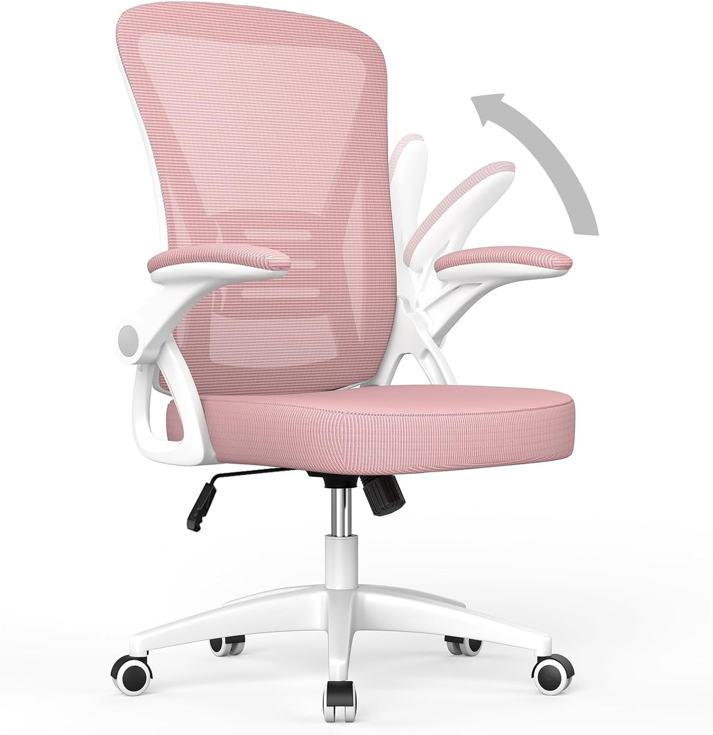 Ergonomic Mid Back Office Chair with Adjustable Height, Flip-Up Arms, and Lumbar Support - Breathable Mesh Design for Home Office and Study, Black