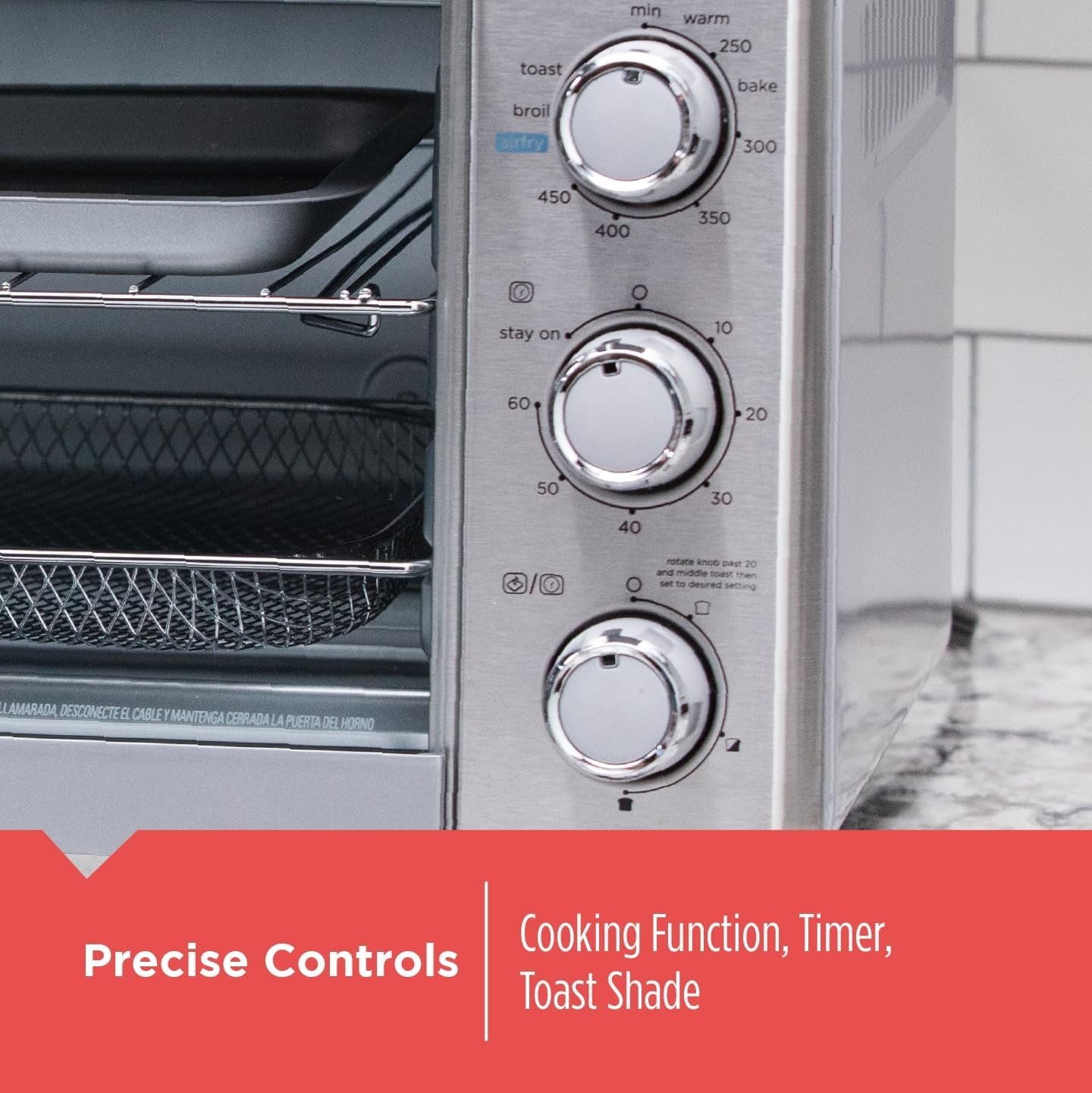 Crisp 'N Bake Air Fry Toaster Oven - Accommodates 12" Pizza, Silver Finish