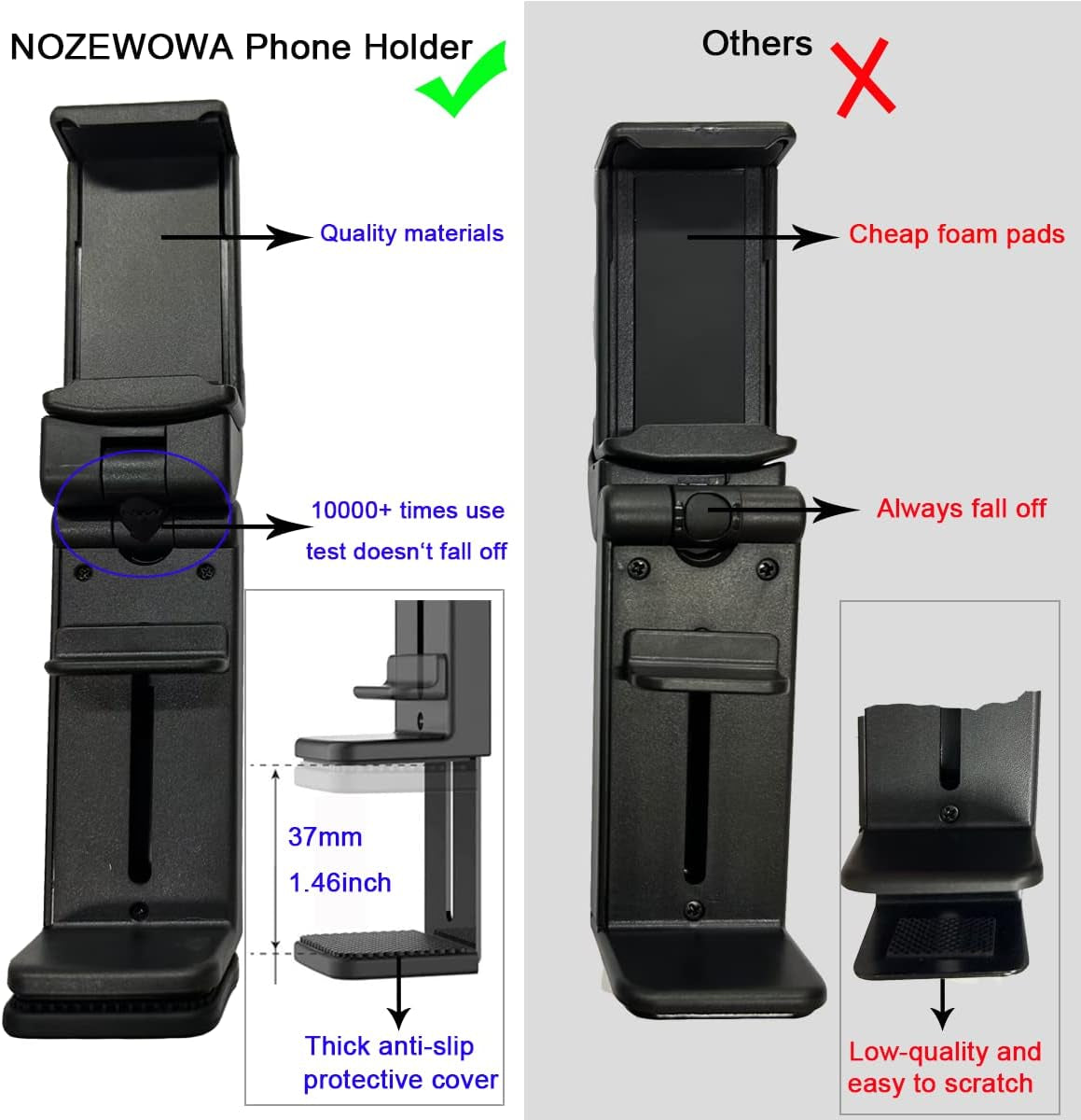 Universal Airplane Cell Phone Holder - Hands-Free In-Flight Mount Clip, Portable and Foldable Travel Accessory for Airplane Tray Table
