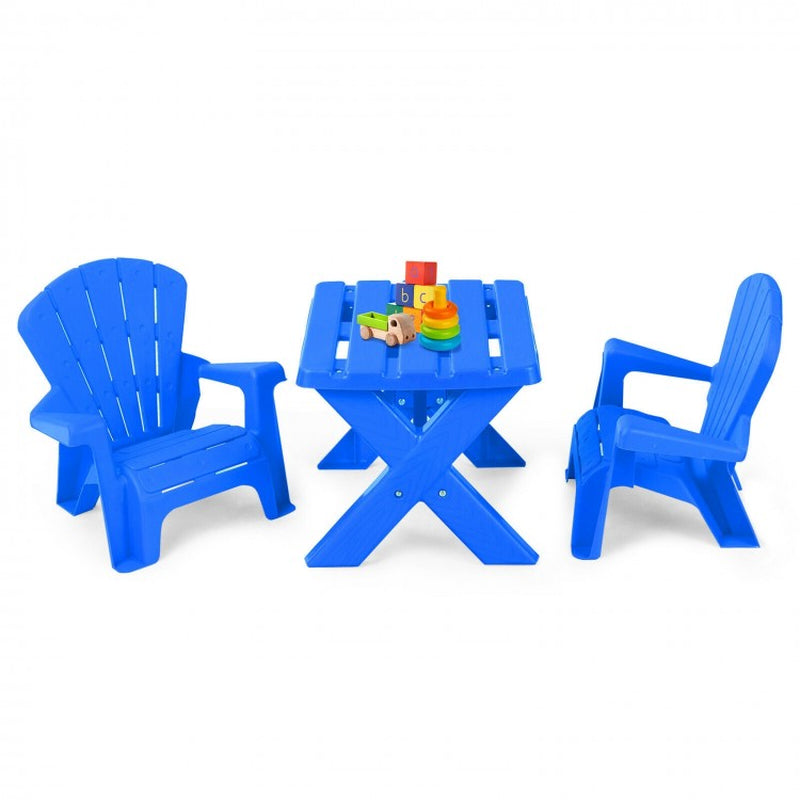 3-Piece Children's Plastic Play Table and Chair Set
