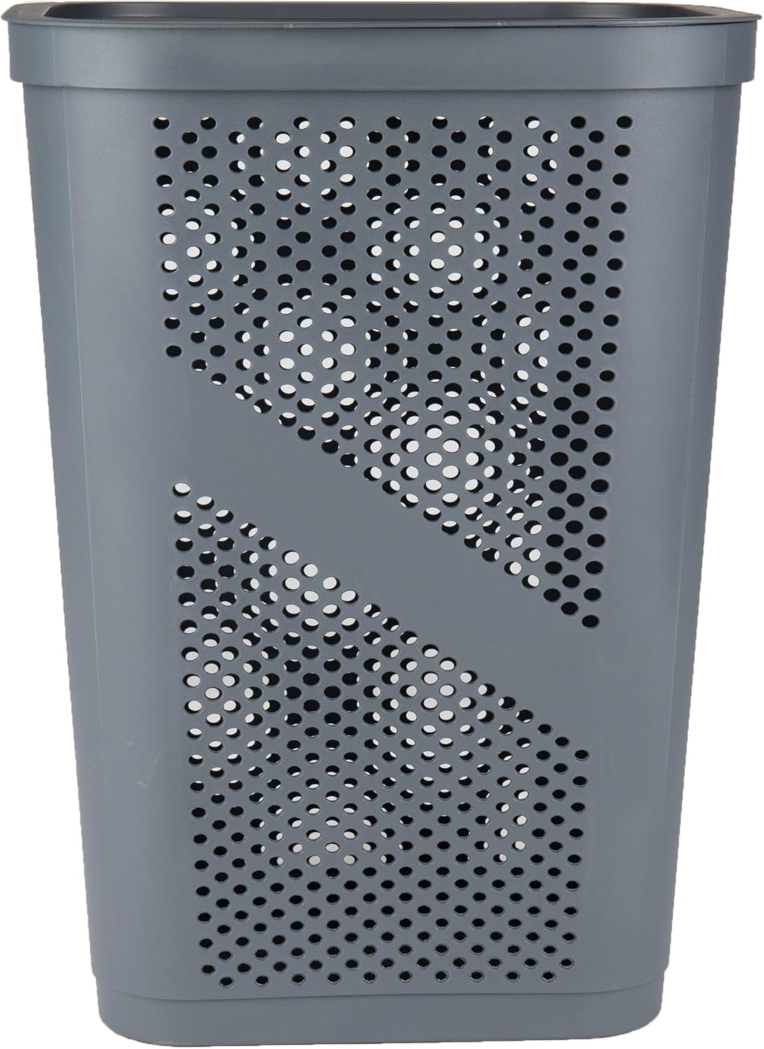 Basket Collection, Slim Laundry Hamper, 60 Liter (15G/33Lbs) Capacity, Cut Out Handles, Attached Hinged Lid, Ventilated, Gray