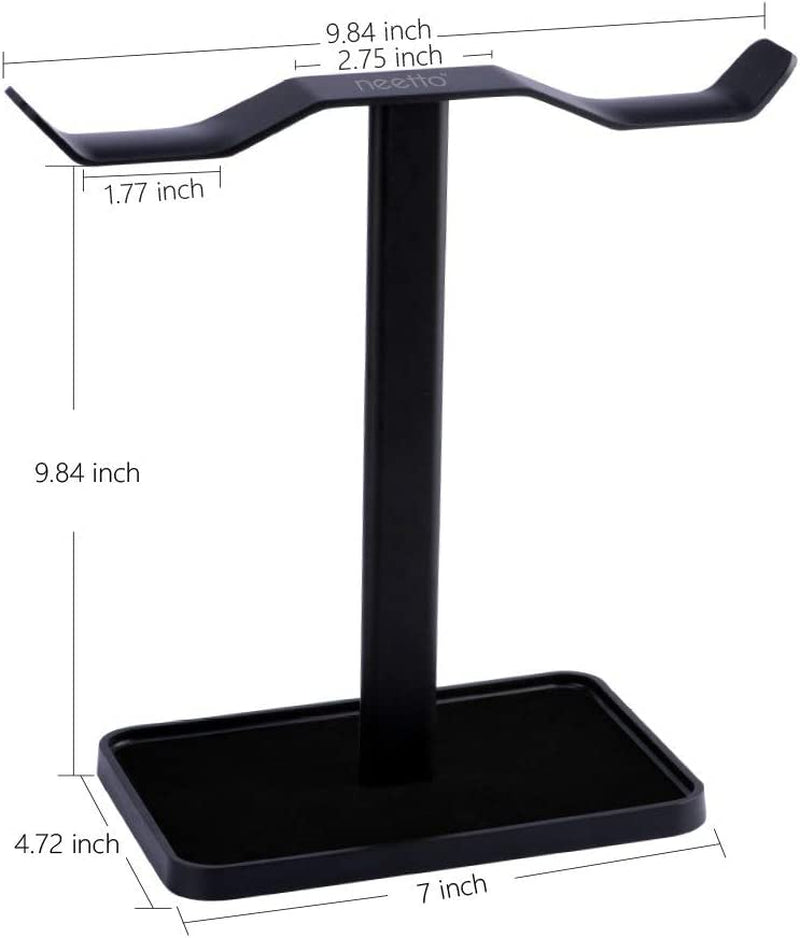 Neetto Dual Headphones Stand for Desk - Aluminum Alloy & Metal Holder for Gaming Headsets, Universal Display Mount - HS908