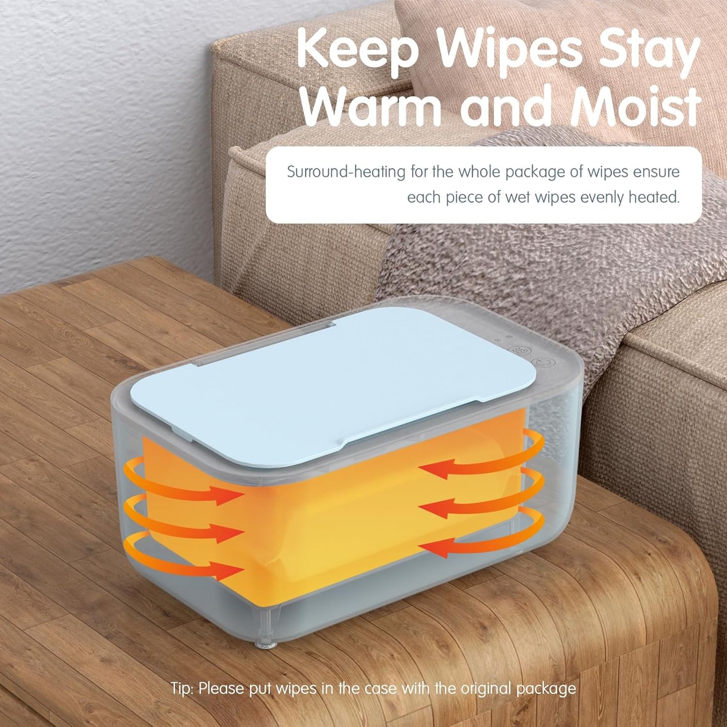 Baby Wipe Warmer - Wet Wipes Dispenser with 3-Step Temperature Control and Large Capacity Storage