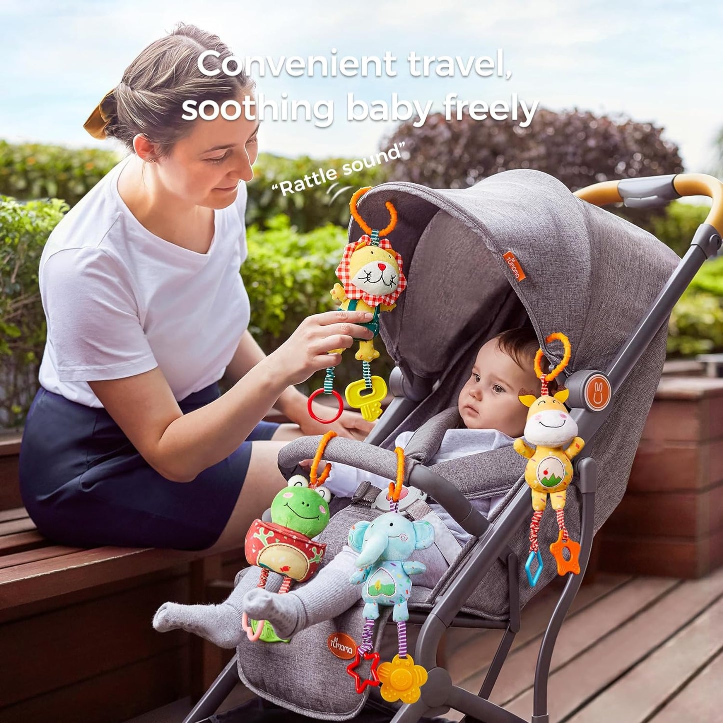 Soft Plush Baby Rattles - Teething Handbells - 0-12 Months - Early Development - Stroller and Car Toys