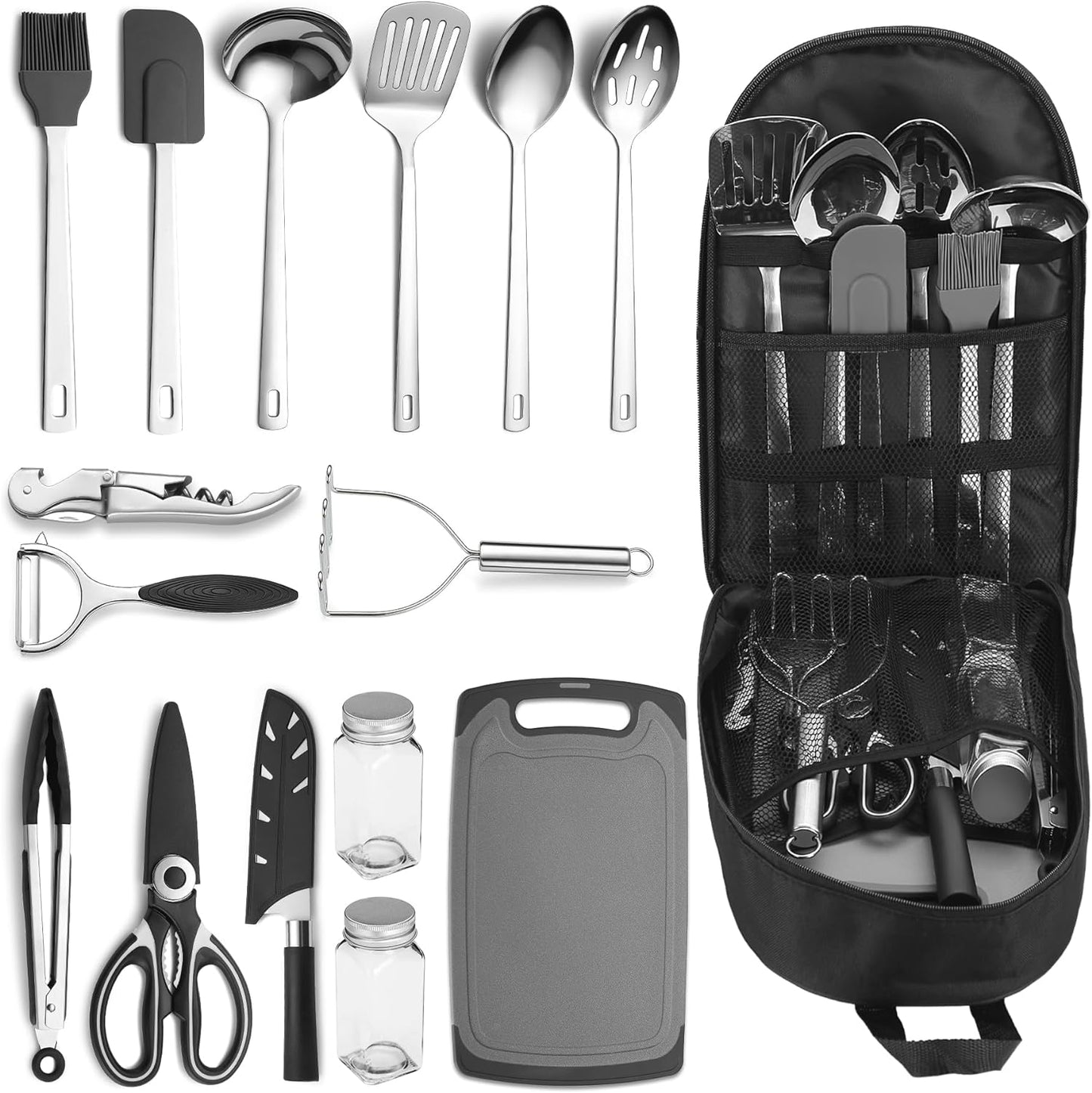 Essential Camping Accessories: Comprehensive Cooking Utensils Set for RVs, Backpacking, and Outdoor Adventures