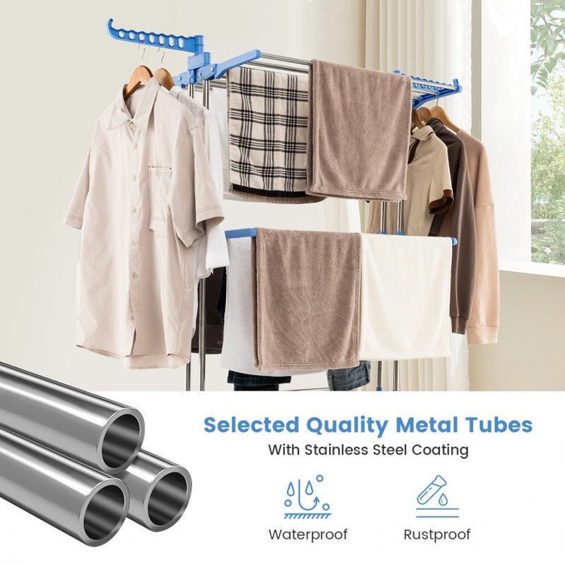 4-Tier Collapsible Clothes Drying Rack with Adjustable Side Wings