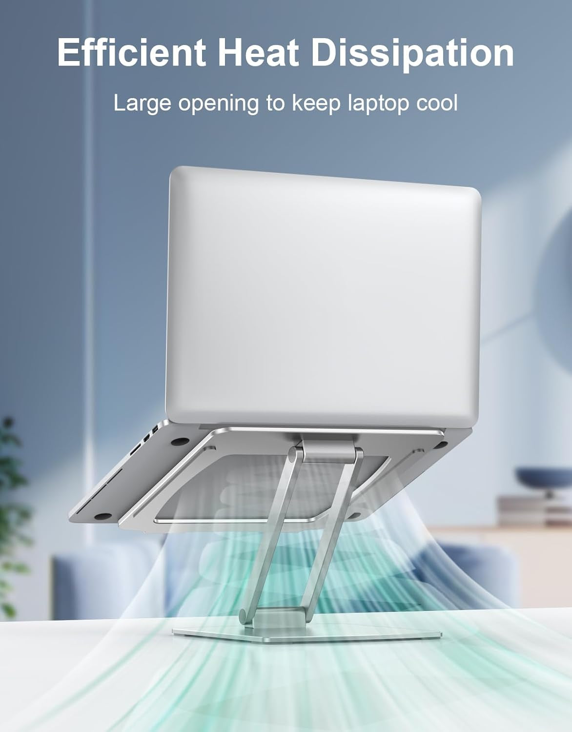 Adjustable Aluminum Laptop Stand for Desk - Ergonomic Riser for Improved Posture, Ventilated Cooling, and Portability