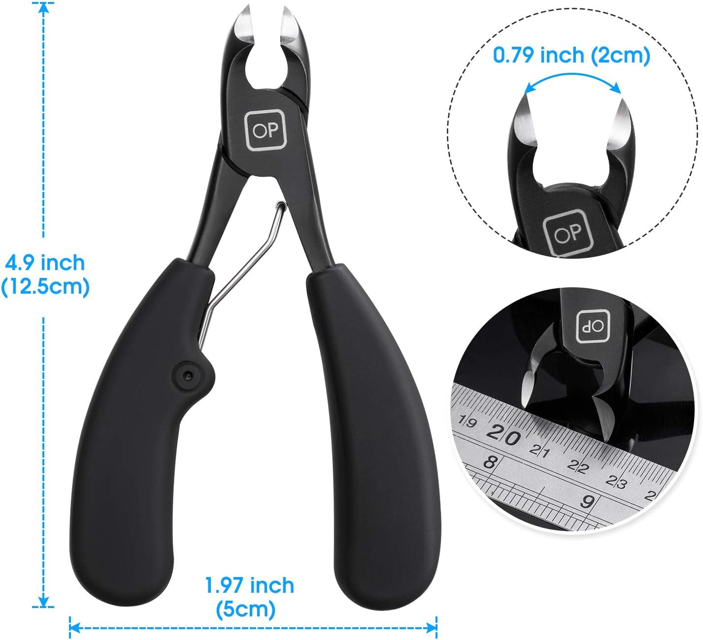 Heavy-Duty Toenail Clippers for Thick Nails - Precision Pedicure Tool with Super Sharp Curved Blade for Seniors, X5 Black