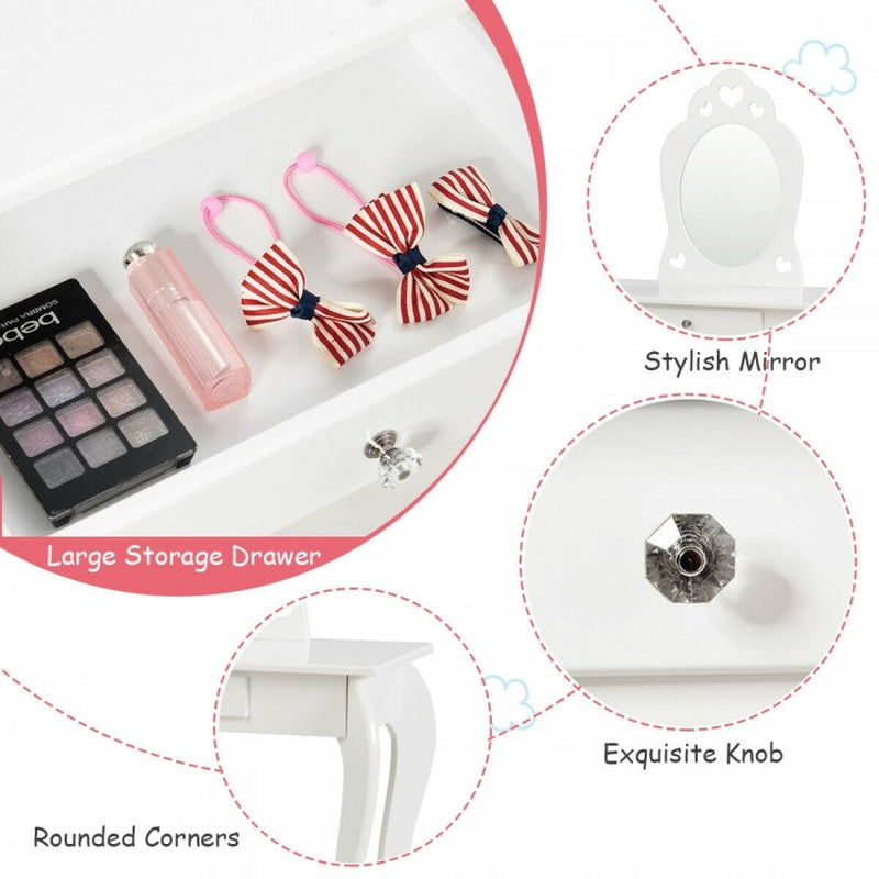 Children's Princess Makeup and Dressing Table Set with Mirror