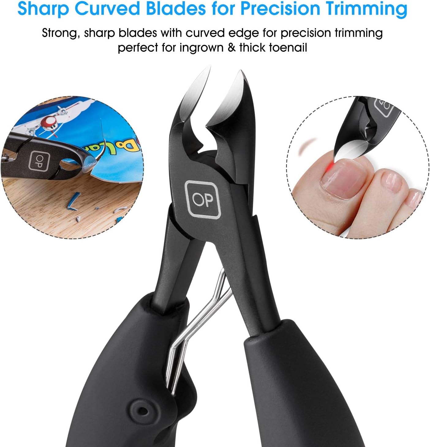 Heavy-Duty Toenail Clippers for Thick Nails - Precision Pedicure Tool with Super Sharp Curved Blade for Seniors, X5 Black