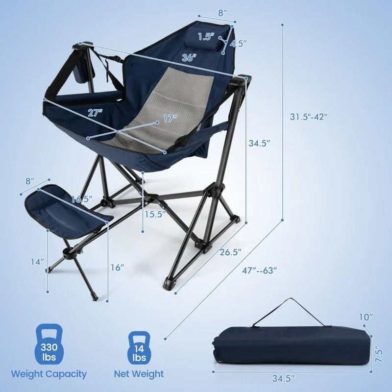 Hammock Camping Chair with Adjustable Footrest and Portable Carrying Bag