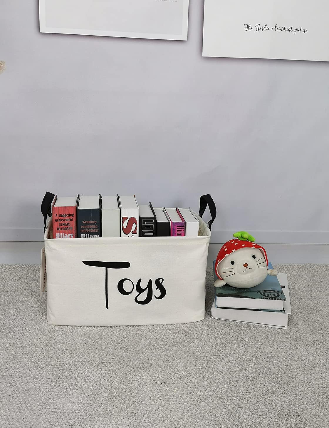 HOUSESTORAGE Laundry Hamper Storage Bin Baskets Foldable Nursery Laundry Basket for Organizing Kids Toy Office Bedroom Toy Bin Closet Shelf Baskets Baby Hamper(Rec-Toys)