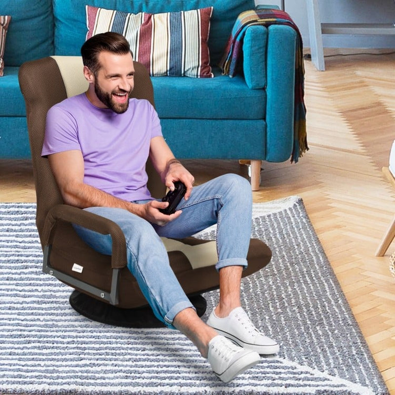 360-Degree Swivel Gaming Floor Chair with Adjustable Backrest and Foldable Design