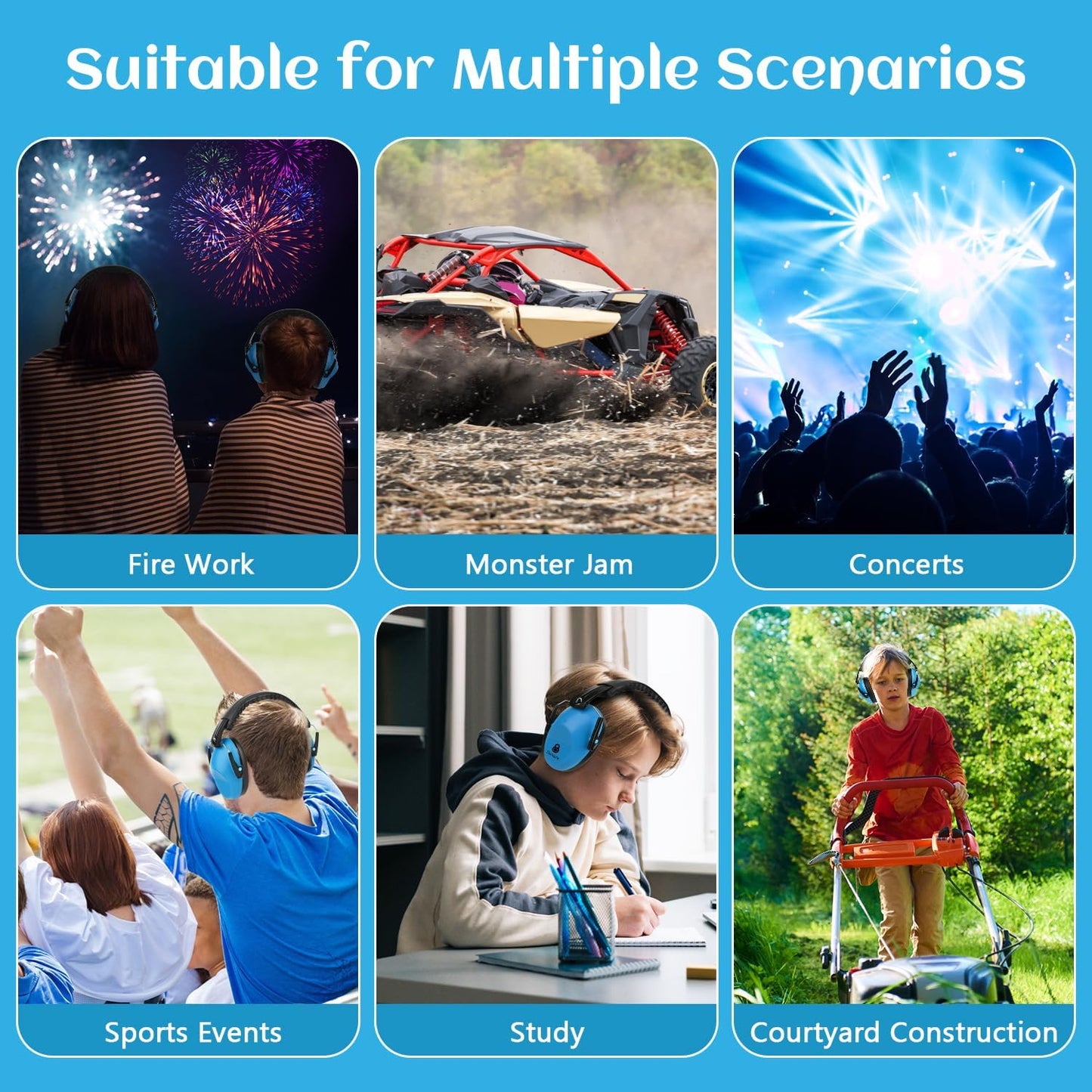 Dual Pack Noise-Canceling Headphones for Children - Earmuffs for Autism, Toddlers, and Kids - Soundproof Protection for Concerts, Air Shows, and Fireworks