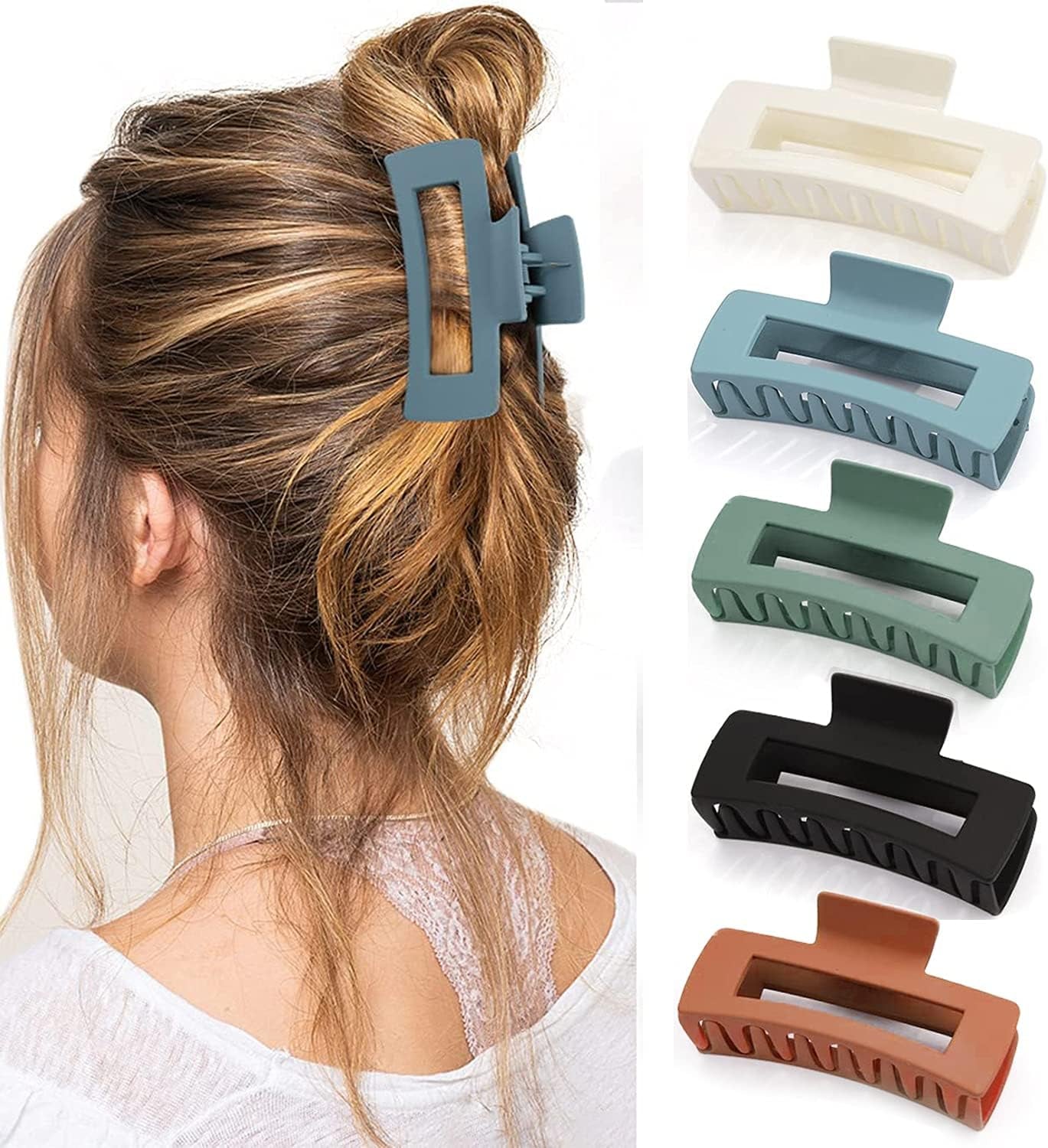 Set of 5 Non-Slip Large Hair Claw Clips for Strong Hold - Fashionable Hair Styling Accessories for Women