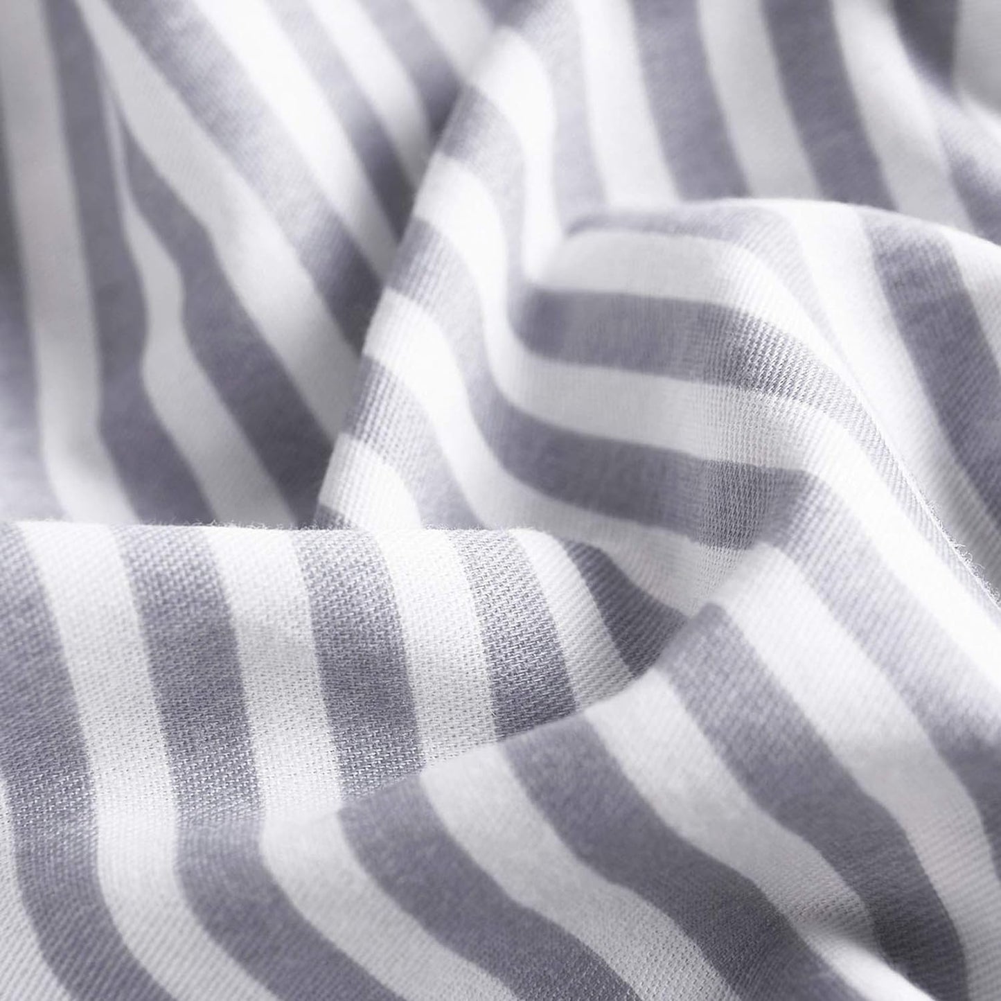 - Striped Duvet Cover Set, 100% Cotton Bedding, Gray Grey Vertical Ticking Stripes Pattern Printed on White, with Zipper Closure (3Pcs, Full Size)
