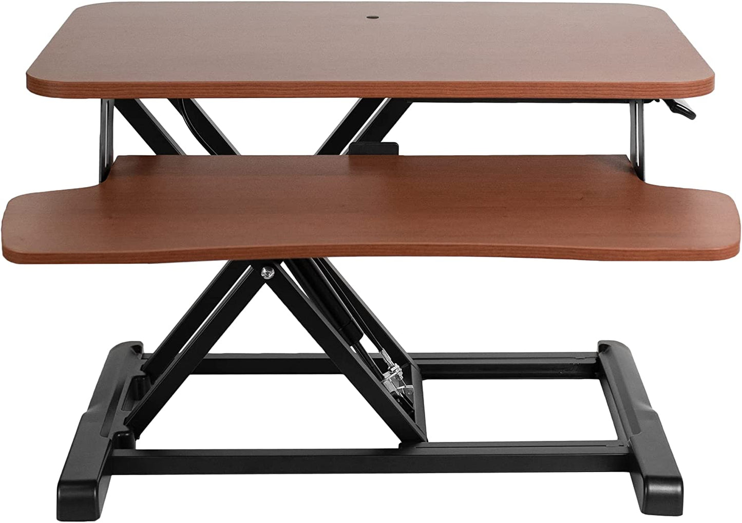 81Cm Height Adjustable Desk Converter - Sit to Stand Riser for Dual Monitors and Laptops with Wide Keyboard Tray, Black