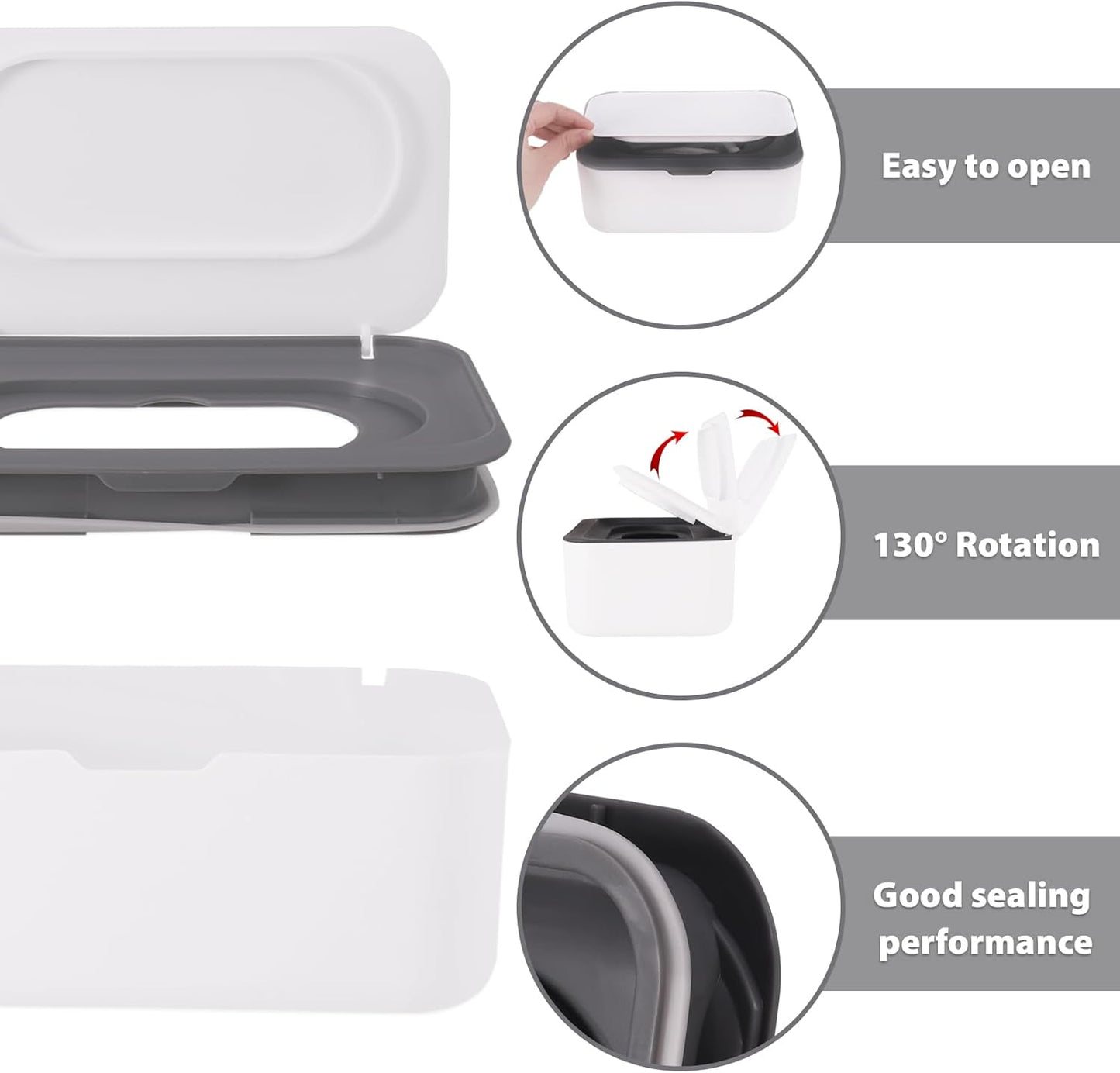 2 Pcs Wipes Dispenser, Dustproof Wipes Container, Wet Tissue Box Baby Wipe Holder, Large Capacity, Case with Secure Lid (Grey+Blue)