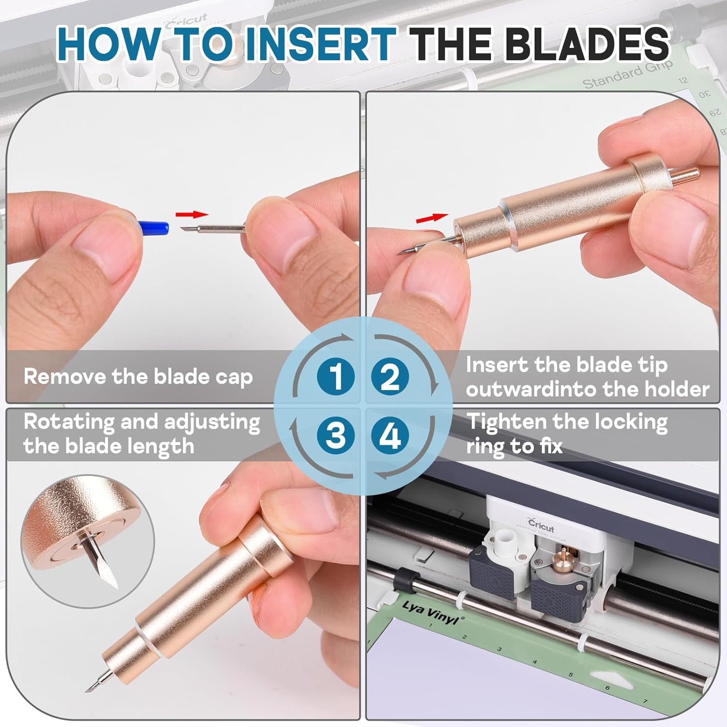 Blade Replacement Set-40 Premium Blades, Housing for Explore Air Maker-20 Standard 45°, 10 Fine Point 30°,10 Deep Cut 60° Blades