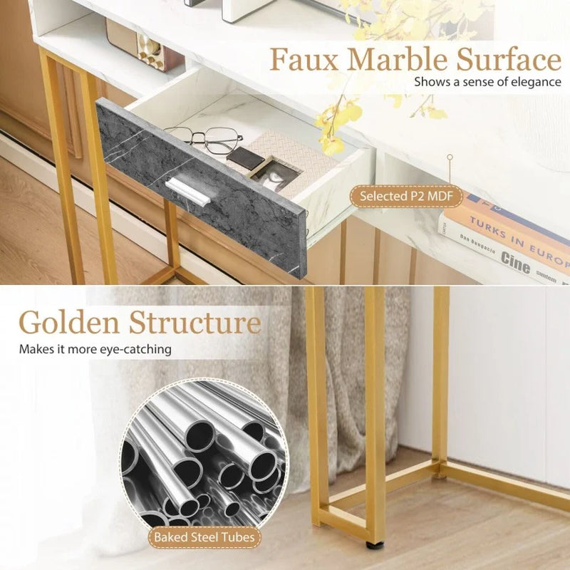48-Inch Two-Tier Console Table with Drawer