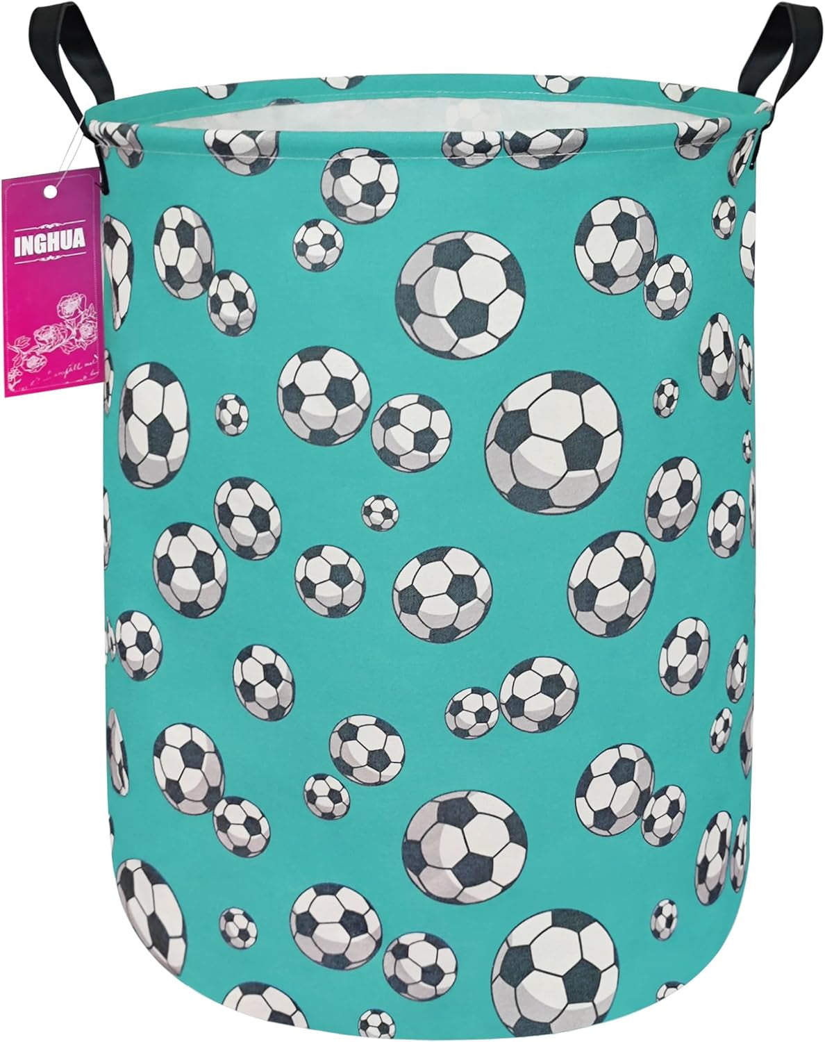 Laundry Hamper Large Canvas Fabric Lightweight Storage Basket/Toy Organizer/Dirty Clothes Collapsible Waterproof for College Dorms, Boys and Girls Bedroom,Bathroom(Football)
