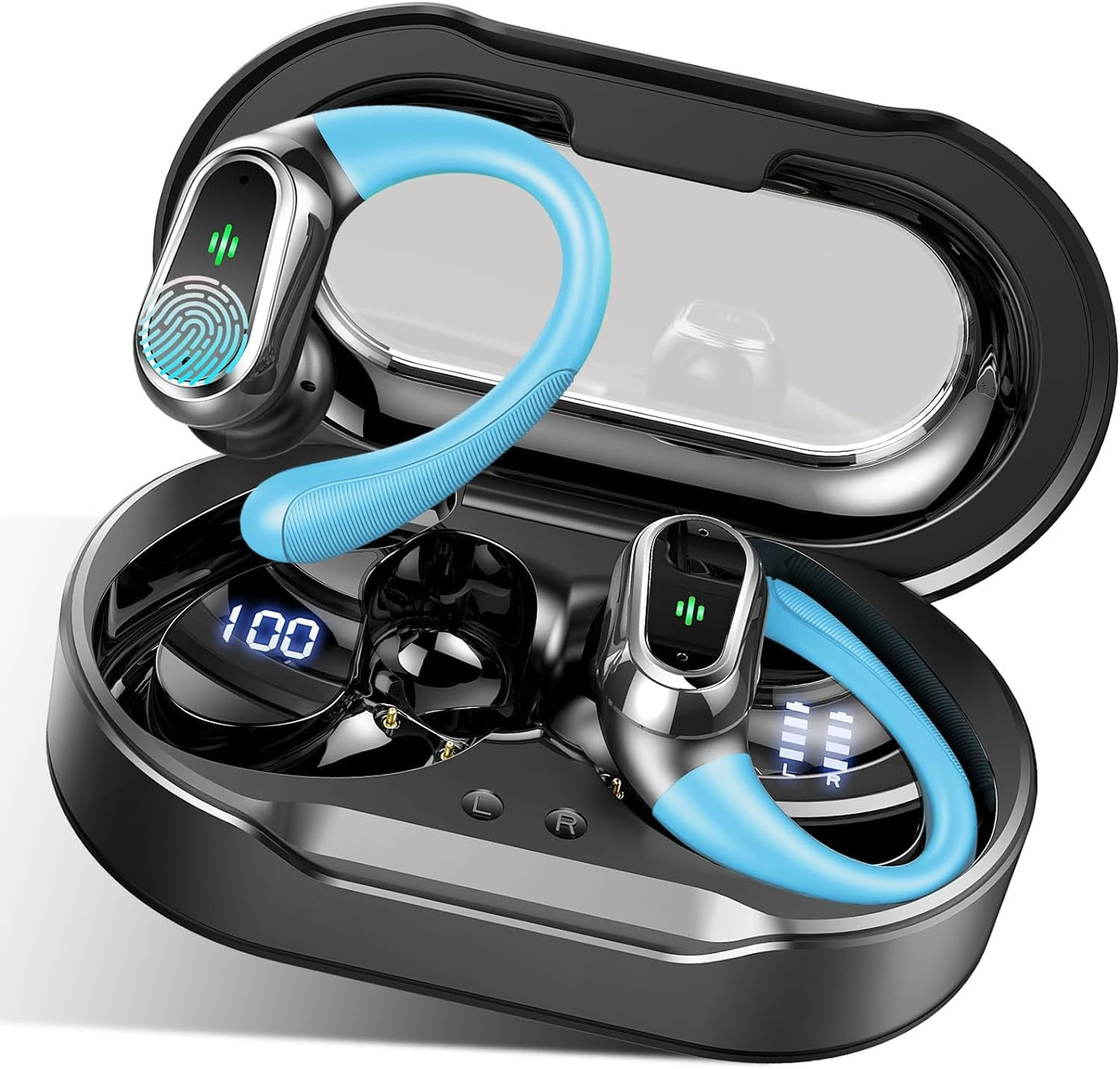 Bluetooth 5.3 Wireless Earbuds - ENC Noise Cancelling Microphone, 50-Hr Stereo Playback, IP7 Waterproof Rating, Dual LED Display