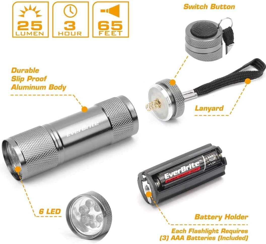 18-Pack Mini Aluminum LED Keychain Flashlight Set with Lanyard and Batteries Included