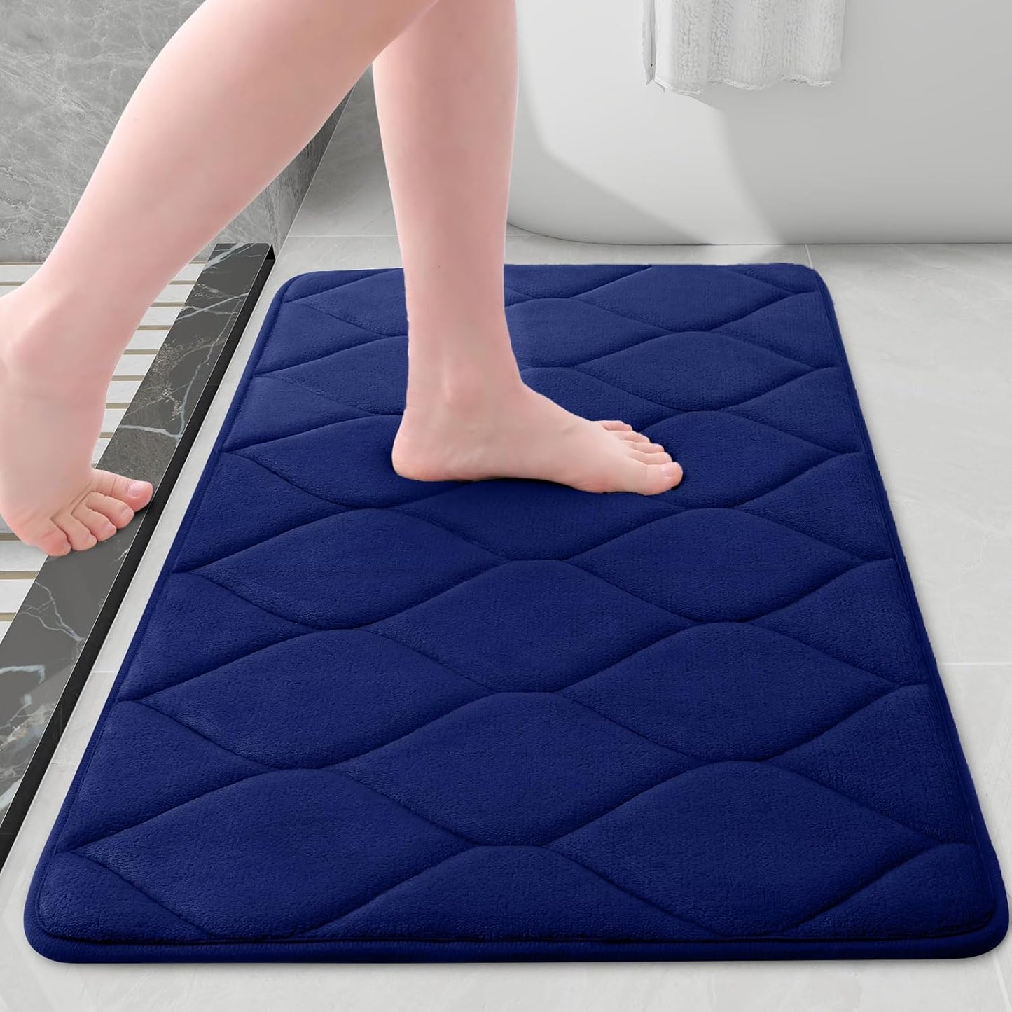 Memory Foam Bath Mats - Soft, Non-Slip, Water-Absorbent, Machine Washable Bathroom Rugs, 24" x 16", Dark Grey
