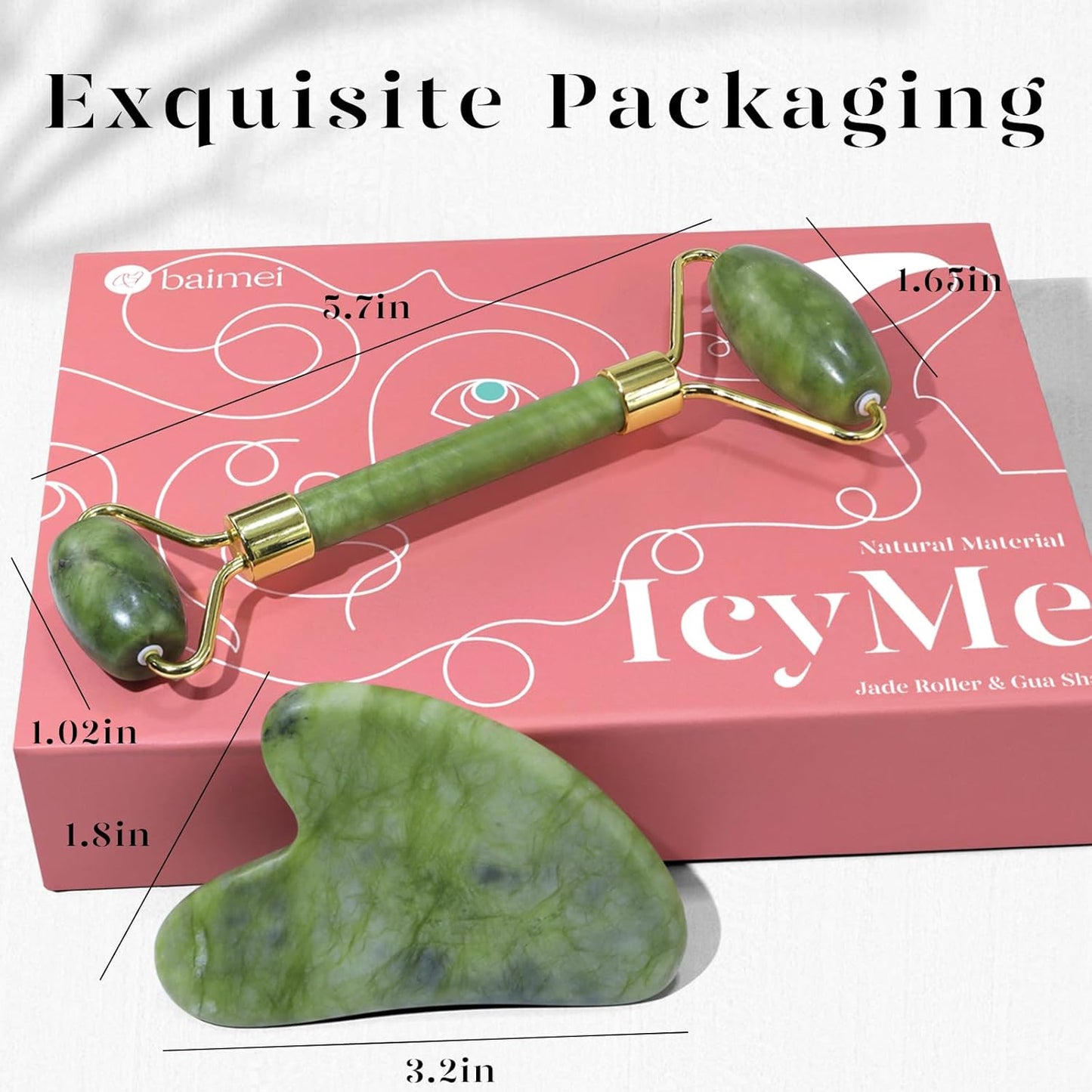 Gua Sha Facial Tool and Jade Roller Set for Anti-Aging, Puffiness Reduction, and Skin Tightening - Self-Care Gift for Men and Women - Crafted from Xiuyan Jade