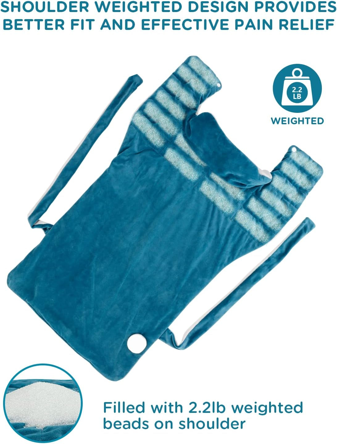 XXL Large Electric Heating Pad for Back, Neck, and Shoulders - 22" x 33", 3 Heat Settings, 2-Hour Auto Shut Off, Machine Washable - Blue