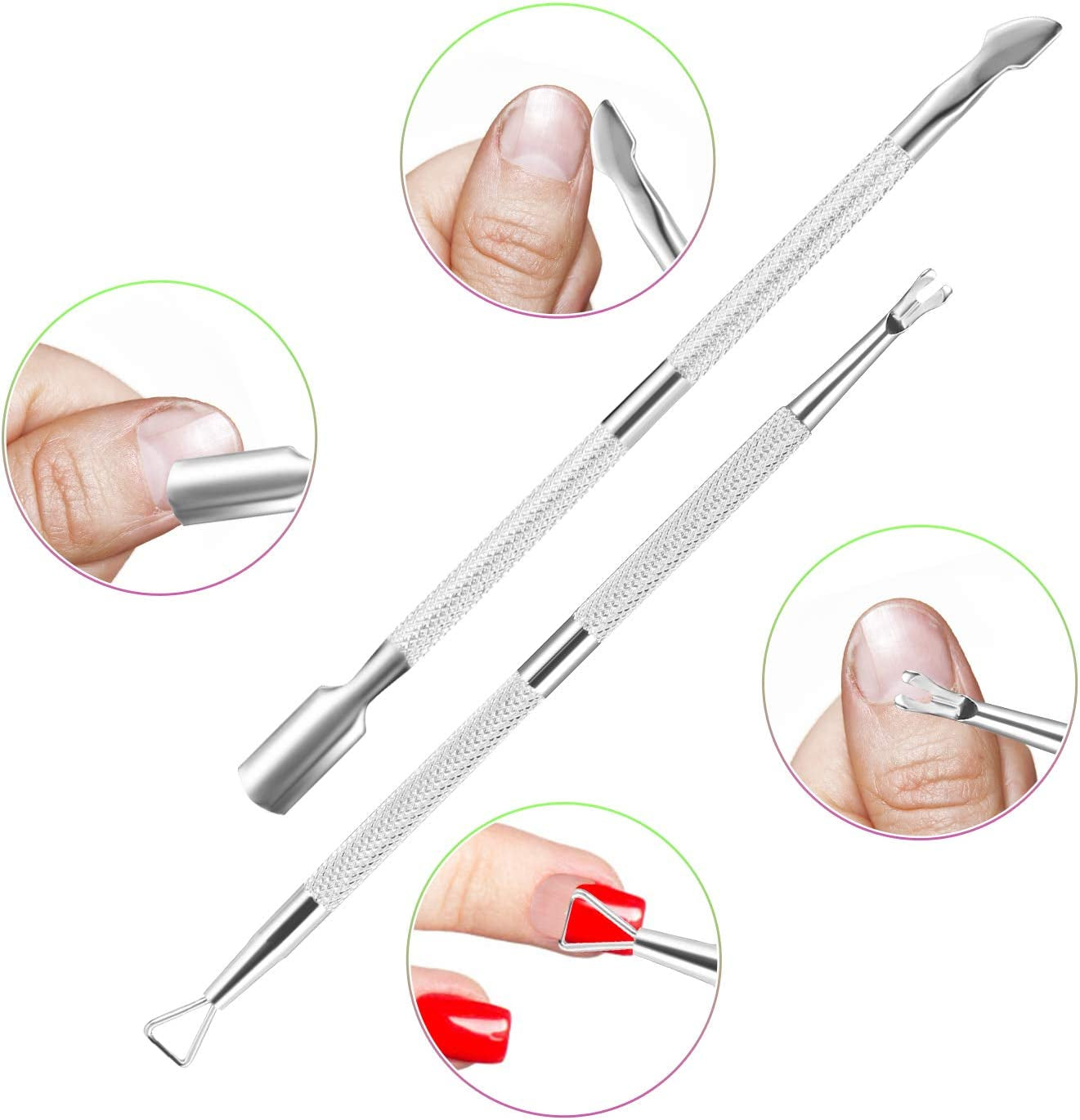 Professional Cuticle Trimmer and Pusher Set - Durable Cuticle Remover Nipper, Scissors, and Triangle Peeler for Manicure and Pedicure (Silver)